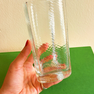 80’s Heart Shaped Clear Glass Vase 