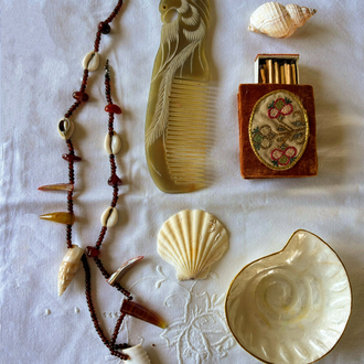Seashell, Horn and Pearl Necklace