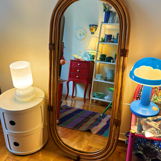 1950’s Midcentury Curved Bamboo Mirror