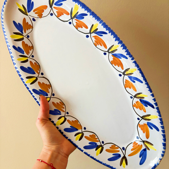 60’s French Hand Painted Ceramic Plate 