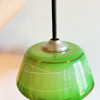 60’s Green Opaline Glass Ceiling Lamp 