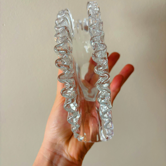 60’s Heavy Glass Ruffle Napkin Holder 