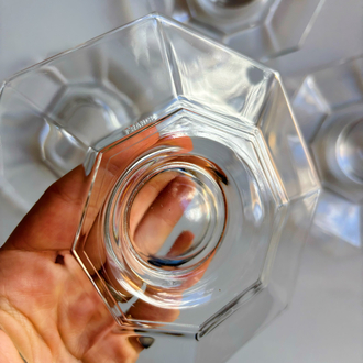 80’s French Clear Glass Octagonal Egg Cups
