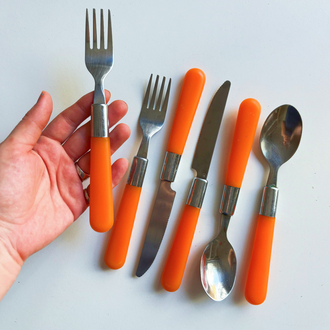 Orange + Steel Cutlery Set