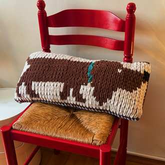 Hand-Knitted Sausage Dog Cushion 