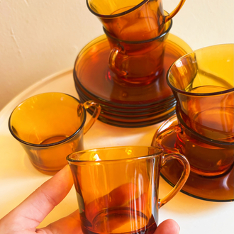 70’s French Duralex Amber Espresso Cups 