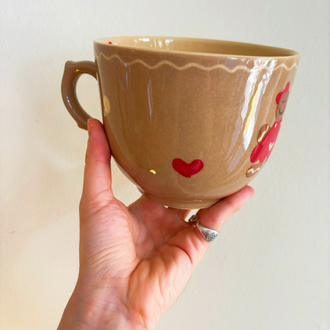French “The Gingerbread Couple” Handmade Soup Mug