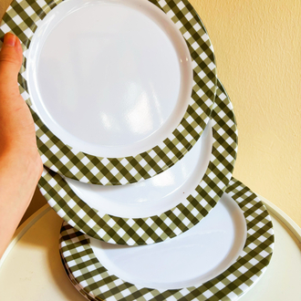 70’s Deadstock Green Gingham Melamine Plates 