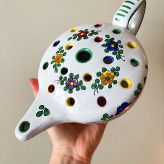 70’s Italian Hand Painted Ikebana Vase