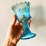 Blue Glass Flower Shaped Goblets