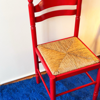 1960’s Italian Red Lacquered Wooden Chair 