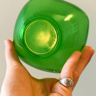 70’s French Vereco Square Green Glass Bowls