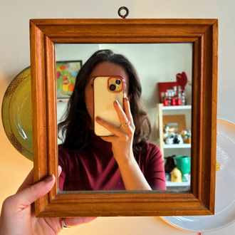70’s Wall Mirror with Wooden Frame 