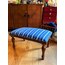 Blue + White Striped Walnut Foot Stool 