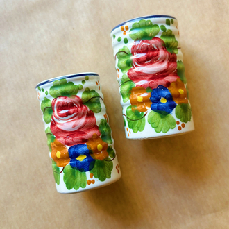 70’s Italian Hand Painted Candleholders 