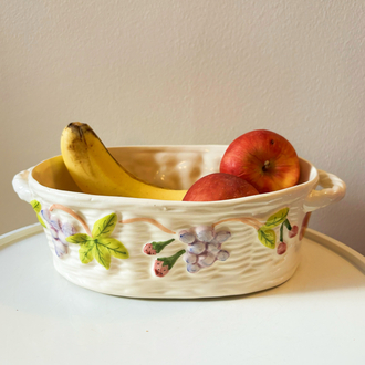Italian Fruit Embossed Ceramic Basket