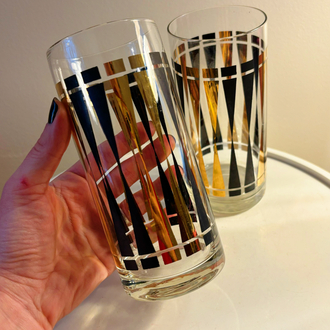 70’s Gold + Black Cocktail Glasses 