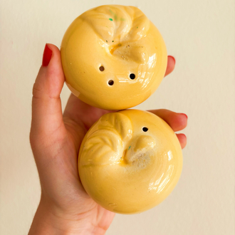 Butter Yellow Ceramic Apple Salt and Pepper Shakers 
