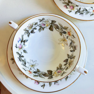 Royal Worcester Floral Porcelain Teacups 