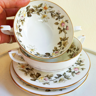 Royal Worcester Floral Porcelain Teacups 