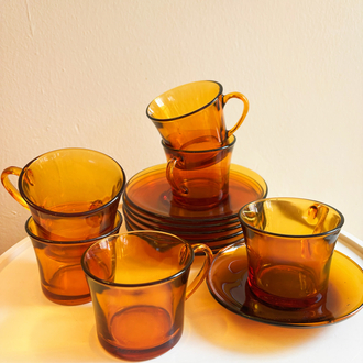70’s French Duralex Amber Espresso Cups 