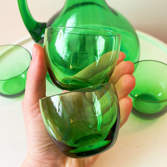 1960’s Emerald Green Glass Liquor Set 