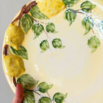 Italian Lemon Embossed Handmade Ceramic Plate 