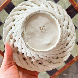 70’s Italian Handmade Ceramic Fruit Basket 