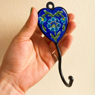 Handpainted Ceramic + Cast Iron Wall Hooks