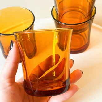 70’s French Amber Glass Tumblers