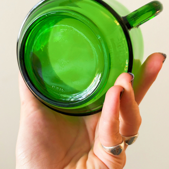 70’s French Emerald Green Glass Mugs