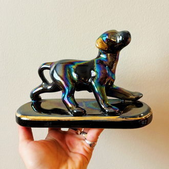 80’s Iridescent Ceramic Dog Figurine