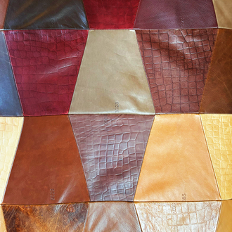 Genuine Leather Upcycle Patchwork Ottoman 