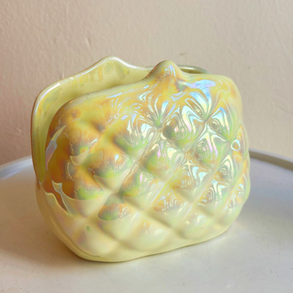 80’s Iridescent Ceramic Purse Shaped Vase