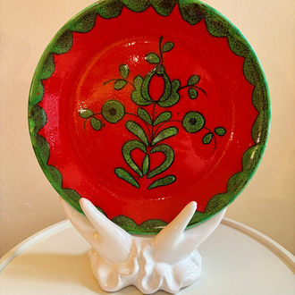 70’s German Tomato Red Ceramic Plates