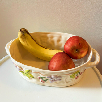 Italian Fruit Embossed Ceramic Basket