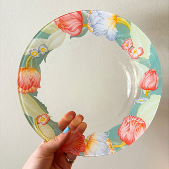 French Arcopal Floral Glass Plates