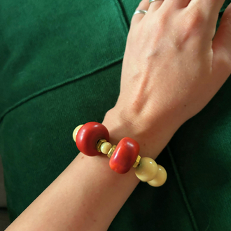 70’s Coral Beaded Bracelet