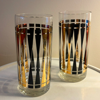 70’s Gold + Black Cocktail Glasses 