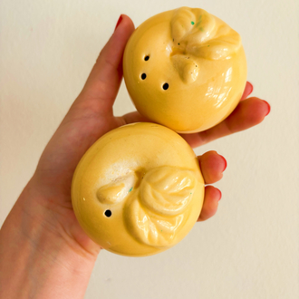 Butter Yellow Ceramic Apple Salt and Pepper Shakers 