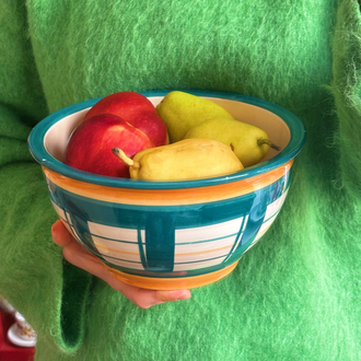 90’s Handmade Large Ceramic Fruit Bowl 