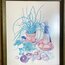 Vintage Art Print with Green Wooden Frame