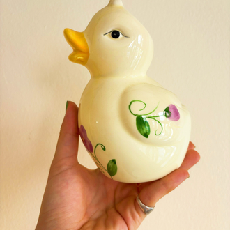 Handpainted Floral Duck Vase 