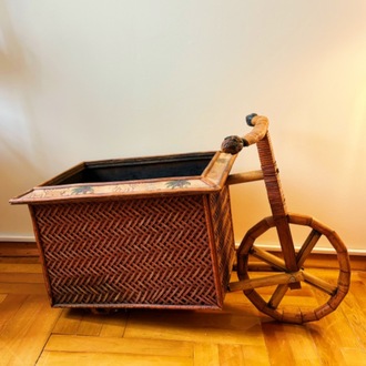 70's Handmade Rattan Bike Basket 