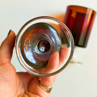 80’s French Burgundy Glass Goblets