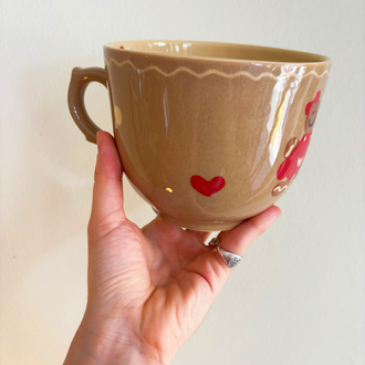 French “The Gingerbread Couple” Handmade Soup Mug