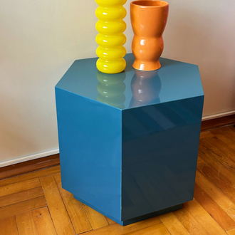 80’s Memphis Style Petrol Blue Table