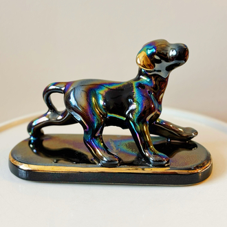 80’s Iridescent Ceramic Dog Figurine