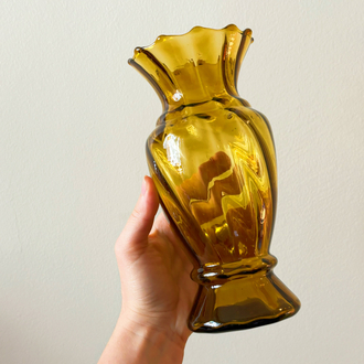 70’s Amber Handblown Glass Vase