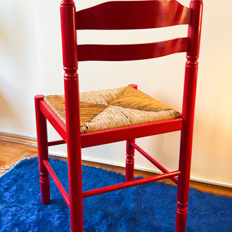 1960’s Italian Red Lacquered Wooden Chair 